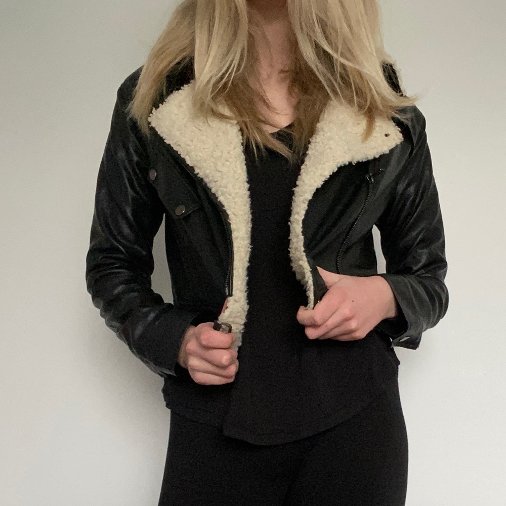 Astr Leather Jacket With Fur Details